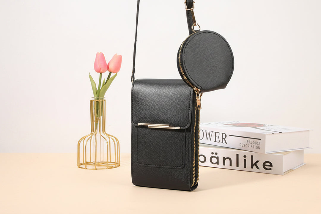 Simple and elegant women's touchscreen crossbody phone wallet