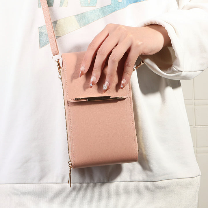 Simple and elegant women's touchscreen crossbody phone wallet