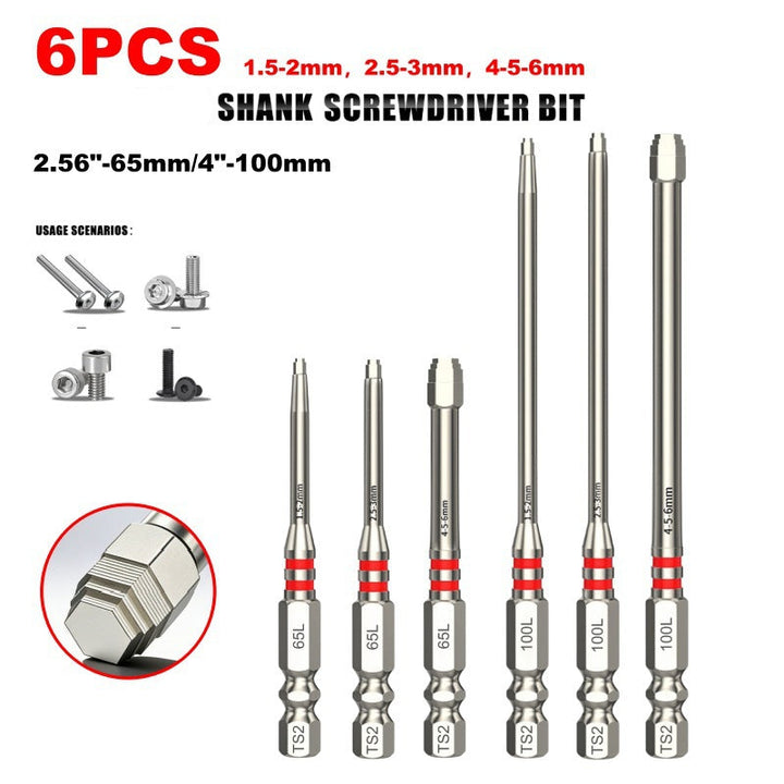 Magnetic Hex Screwdriver Bit Set, 1/4" Shank