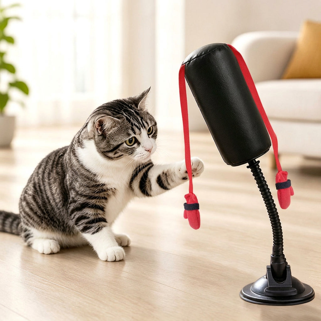 Durable Cat Boxing Toy with Suction Cup Base