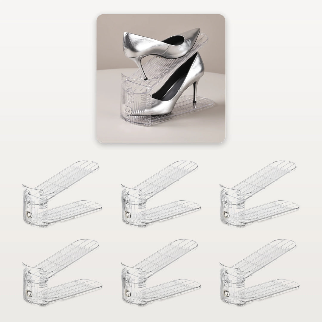 Transparent shoe slot organizer 6-pack