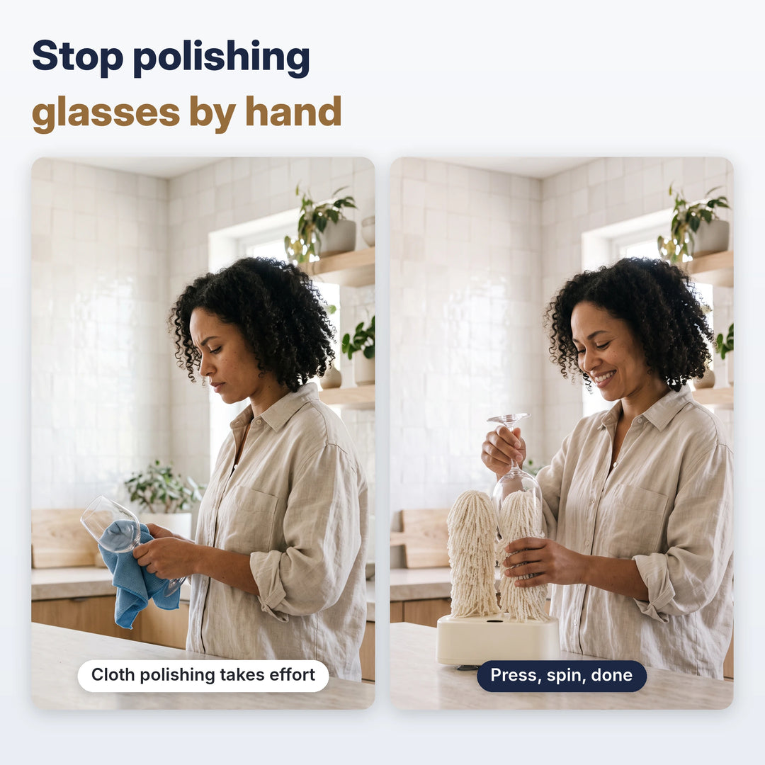 Polishing glasses by hand versus using the glass polisher