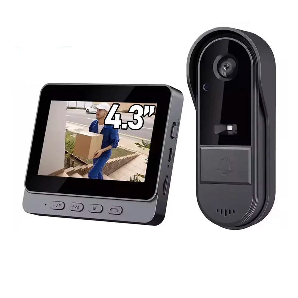 Wireless Video Doorbell with 4.3" Indoor Monitor