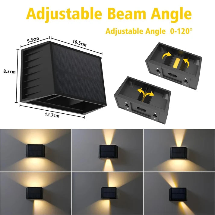 Solar Fence & Wall Light — Dual Up/Down Beams, Warm Glow, Zero Wiring