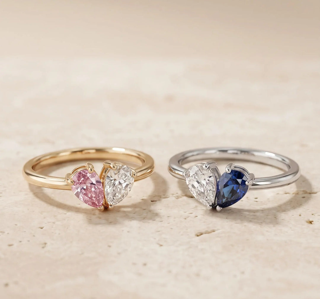 Heart-Shaped Birthstone Zircon Ring, 18K Gold-Plated