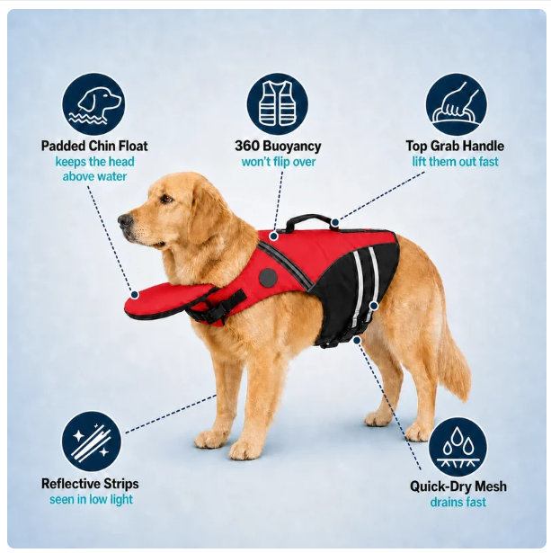 Dog Life Jacket With Chin Support