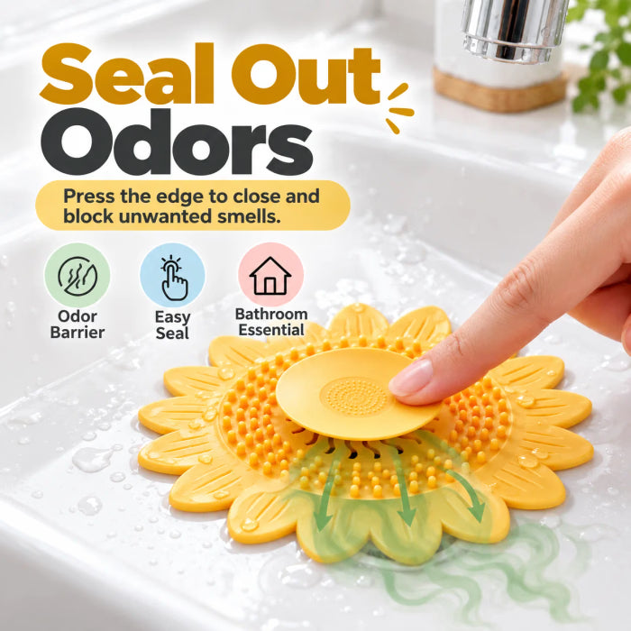 Sunflower Silicone Drain Cover, Hair Catcher & Odor Blocker