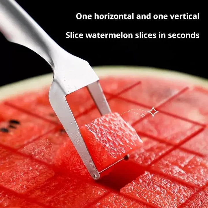 2 In 1 Multi-Purpose Portable Watermelon Slicer Cutter Knife Stainless Steel