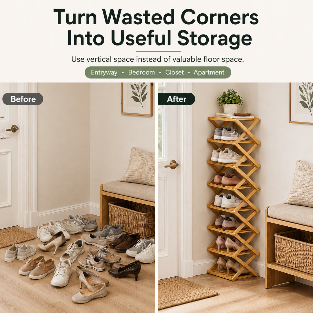 Bamboo Folding Shoe Rack