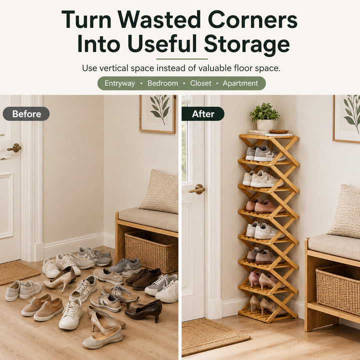 Bamboo Folding Shoe Rack