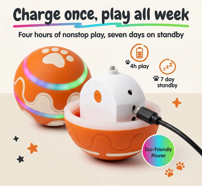 Interactive Rolling Ball Cat Toy with Gravity Sensor