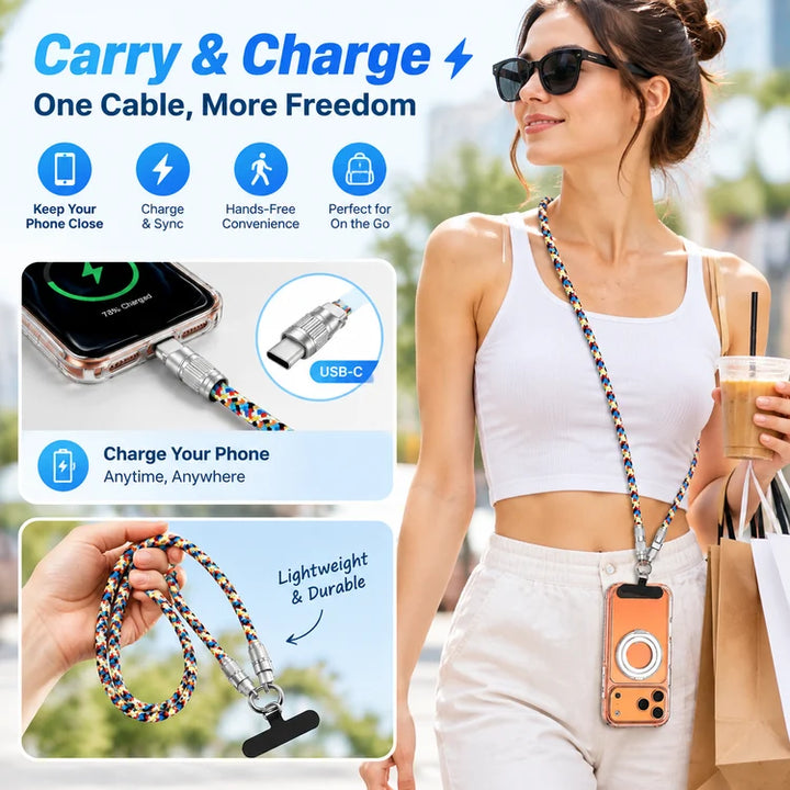 Phone lanyard data cable