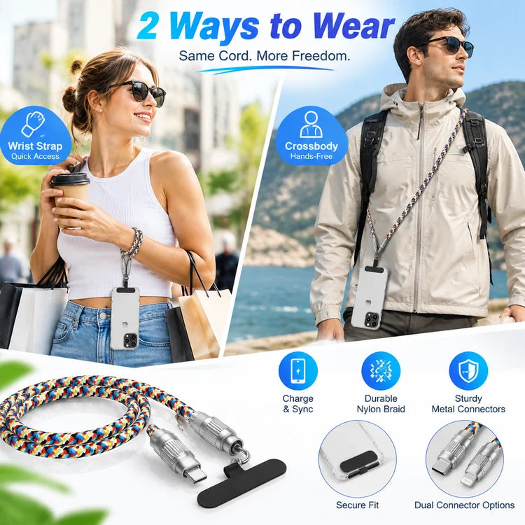 Phone lanyard data cable
