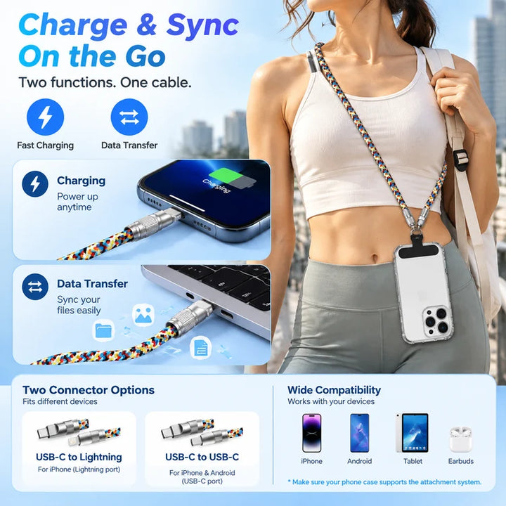 Phone lanyard data cable