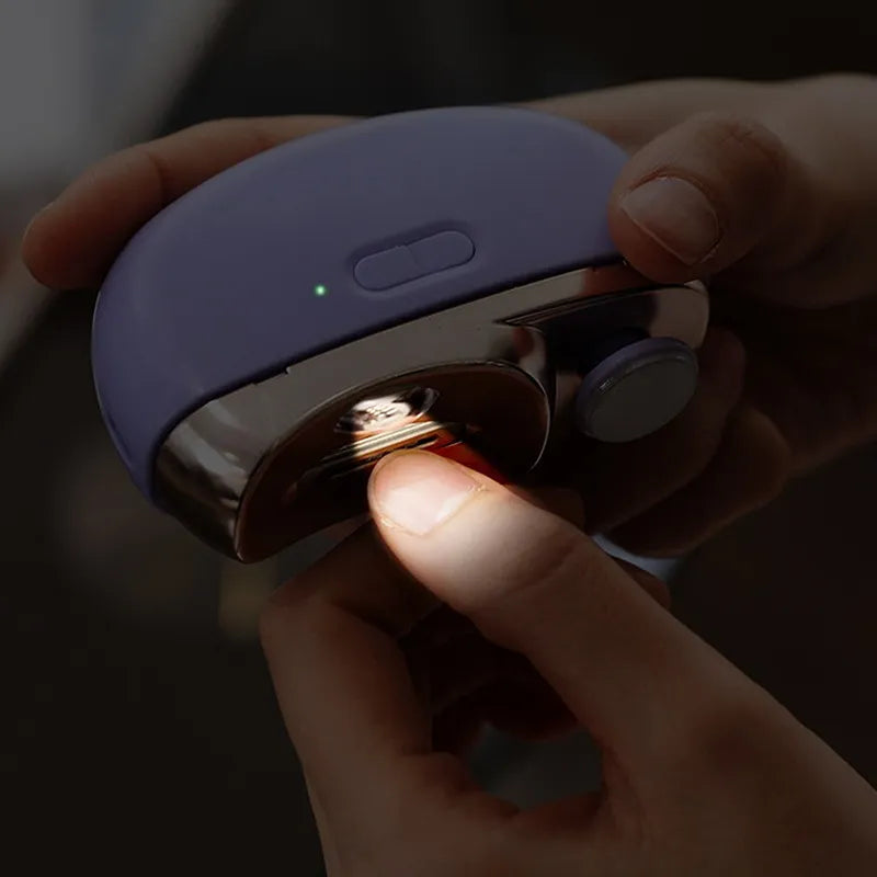 Electric Nail Clipper Grinding and Polishing with Light Automatic Nail Trimmer Rechargeable Nail Cutter