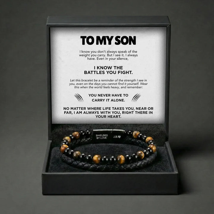 Tiger Eye & Leather Bracelet for Son: A Reminder of Your Love